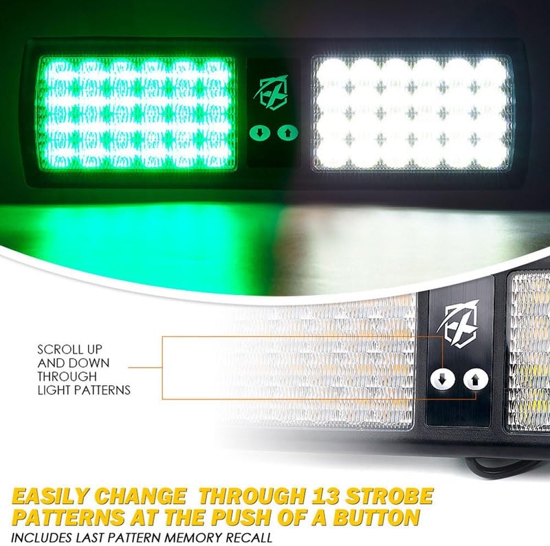 Xprite أضواء التحذير الطارئة المتلألئة 48LED باللون الأبيض والأخضر للسيارات والشاحنات - Image 3